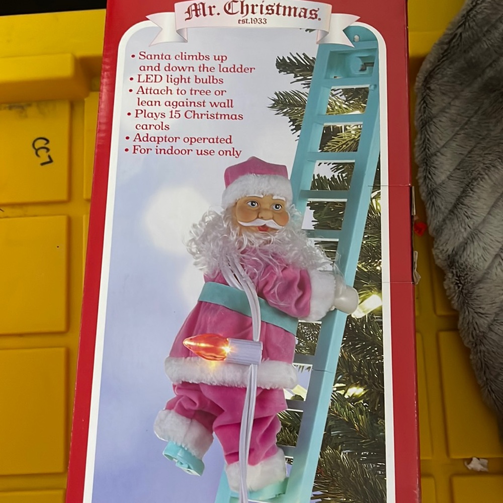 Mr. Christmas PINK 40” plastic animated super climbing Santa
